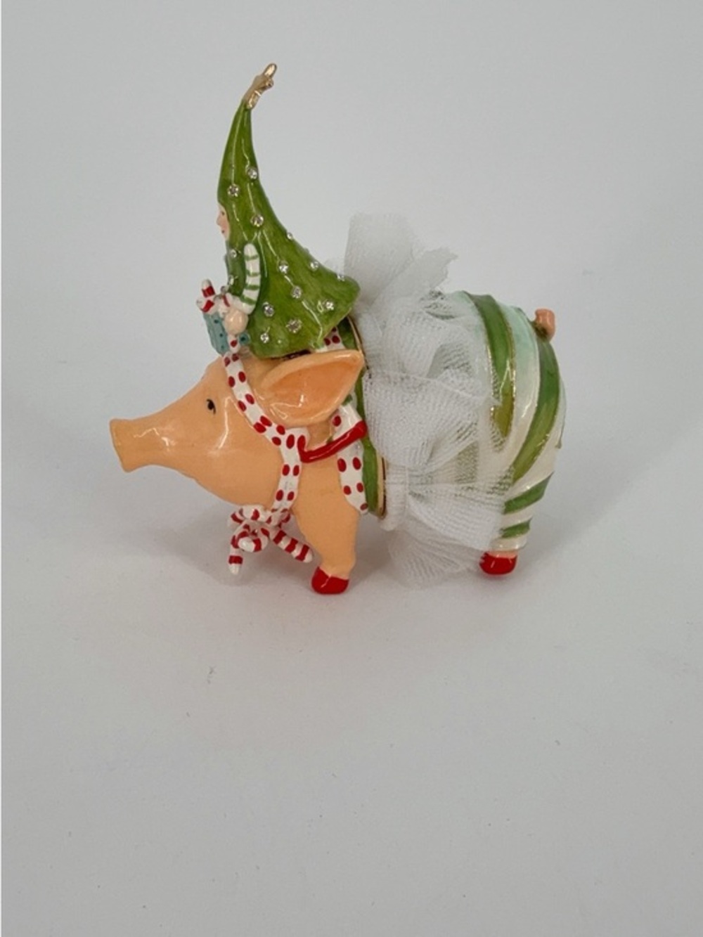 Patience Bewster Joyfull Pig Jewelled Box. Approximately 4 inches.
